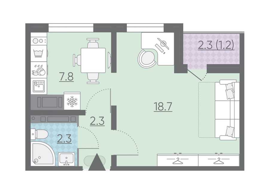 Однокомнатная квартира в : площадь 32.3 м2 , этаж: 23 – купить в Санкт-Петербурге